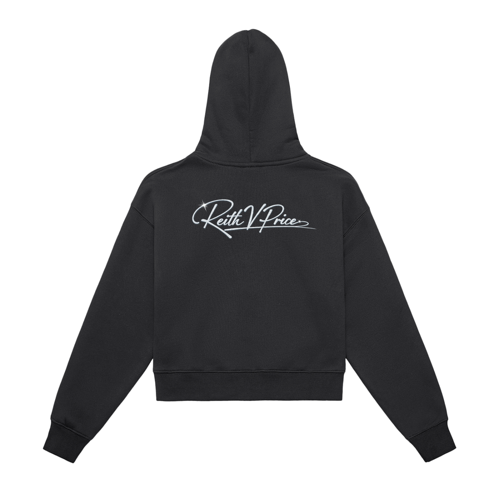 Fleeced Zip-Up Cropped Hoodie