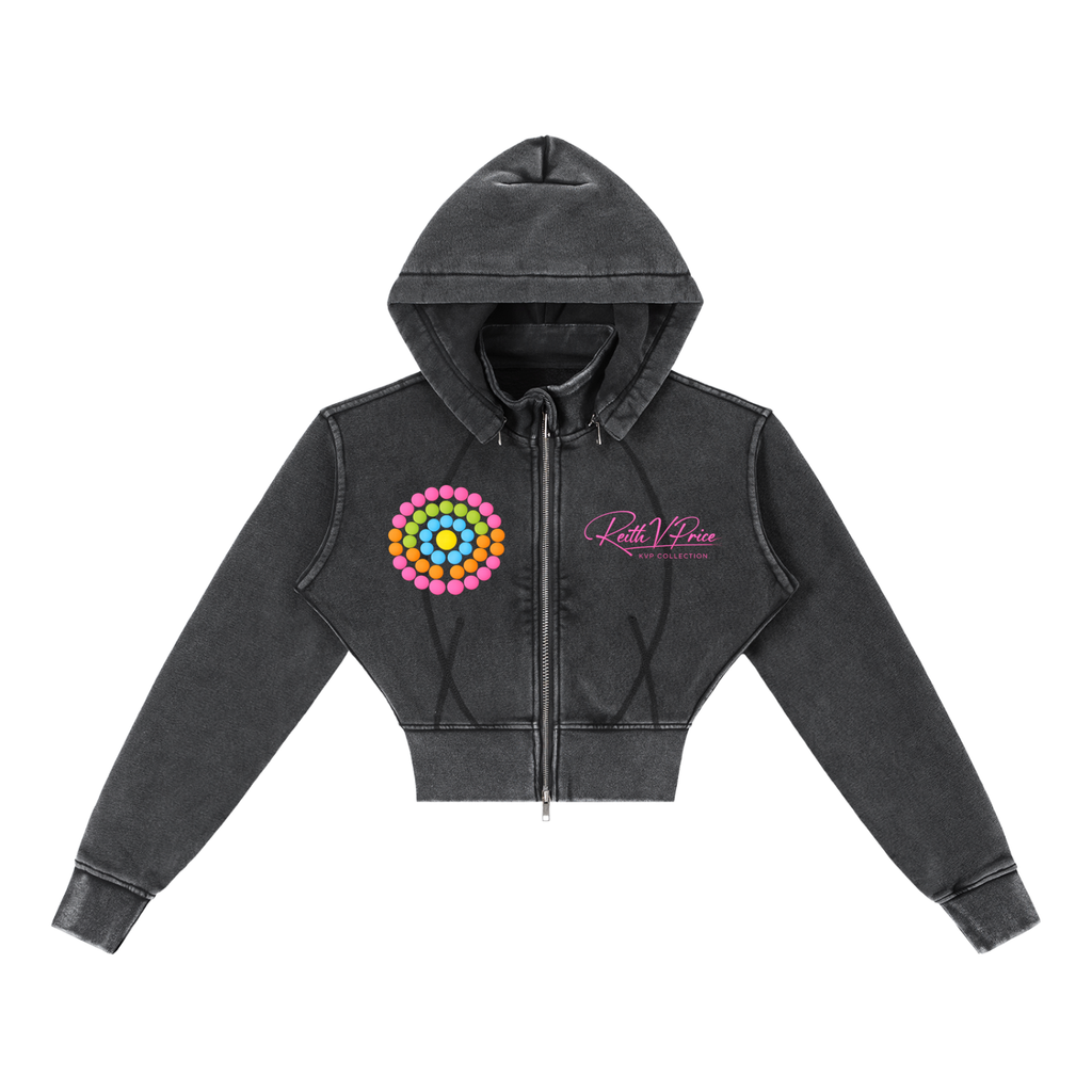 Vintage Washed Cropped Fleece Hoodie