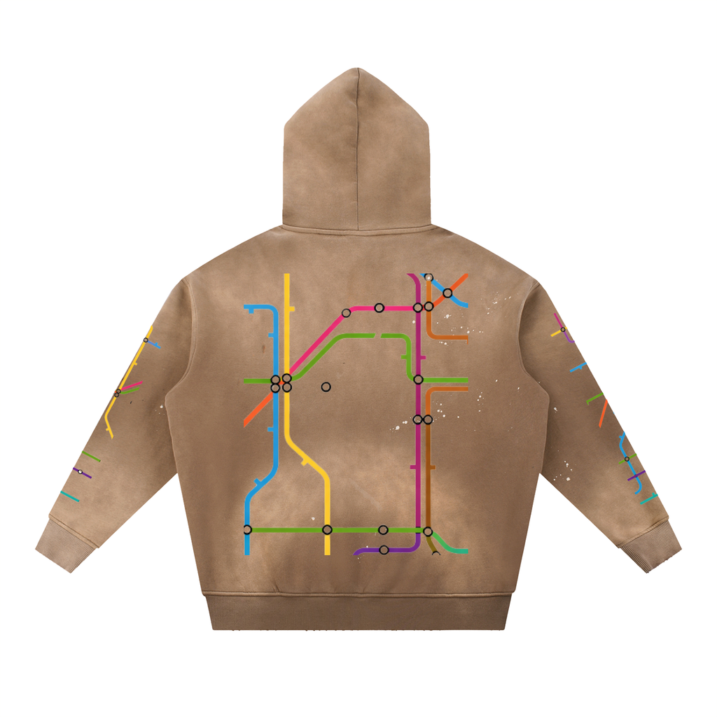 Vintage Washed Frayed Subway Hoodie