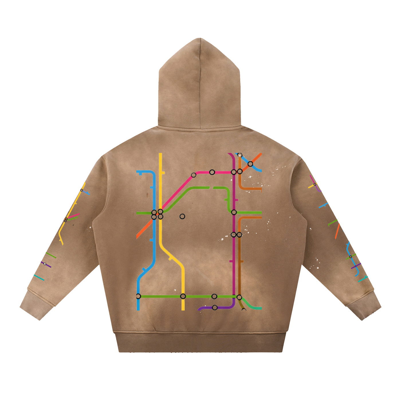 Vintage Washed Frayed Subway Hoodie