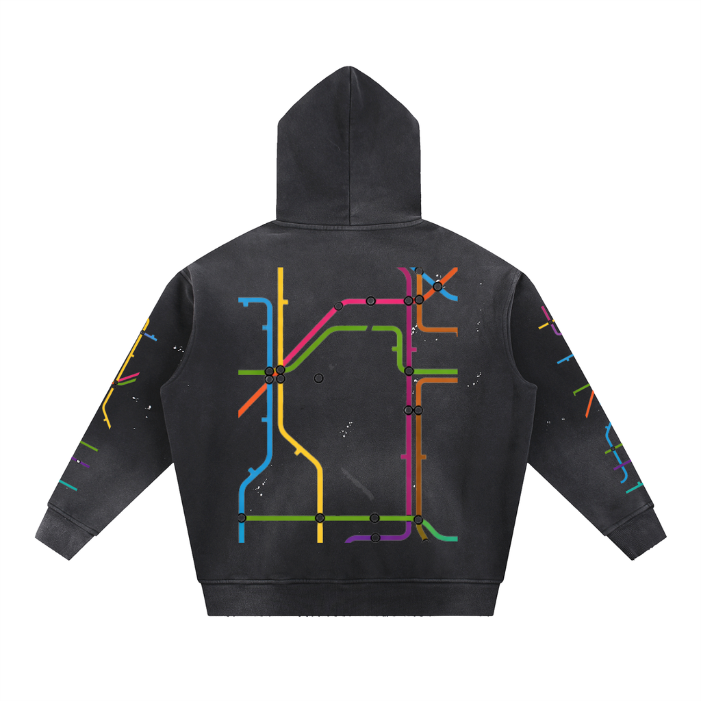 Vintage Washed Frayed Subway Hoodie