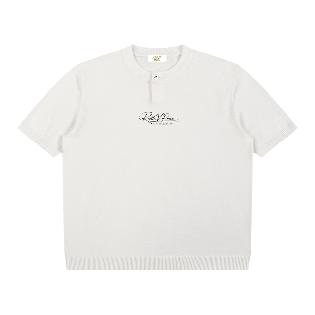Cotton Knit Short Sleeve Henley T-Shirt