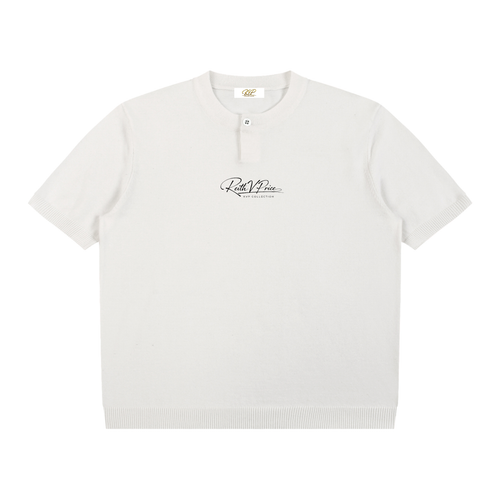 Cotton Knit Short Sleeve Henley T-Shirt