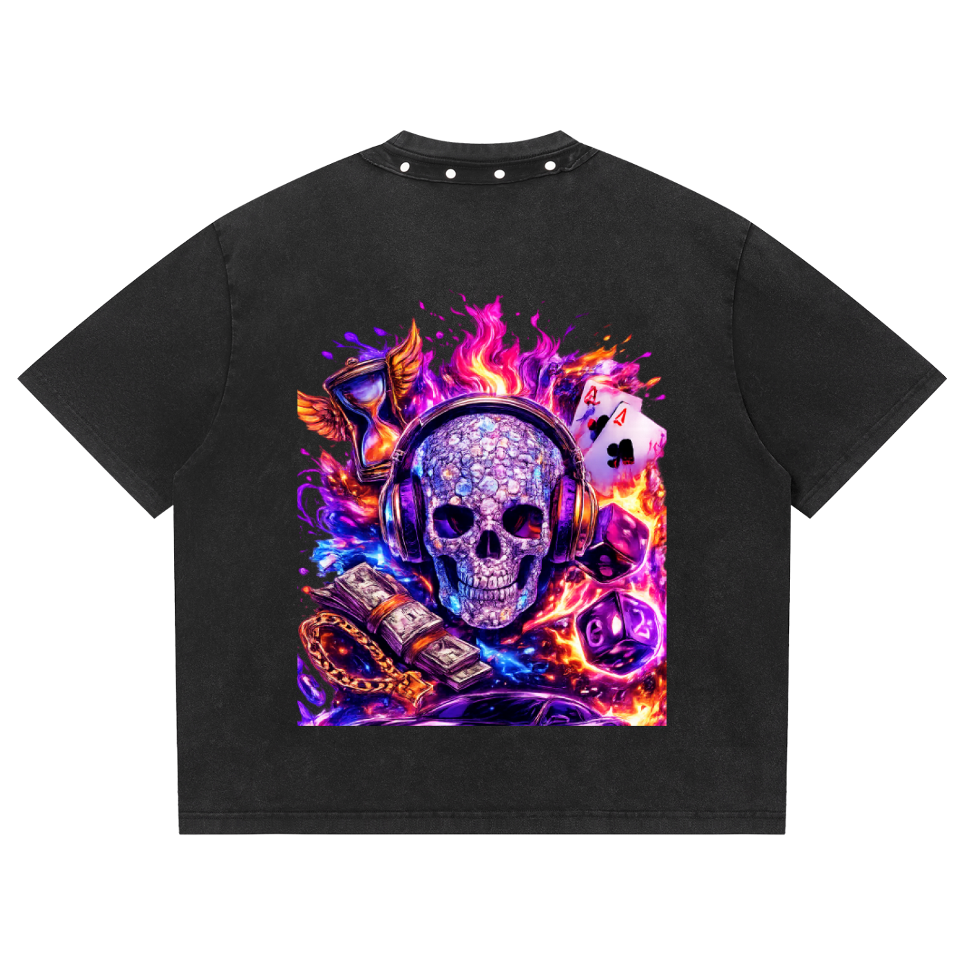 Unisex Washed Boxy Studded T-Shirt