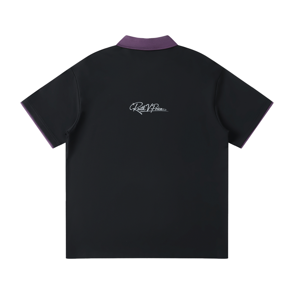 Contrast Collar Raglan Polo Shirt