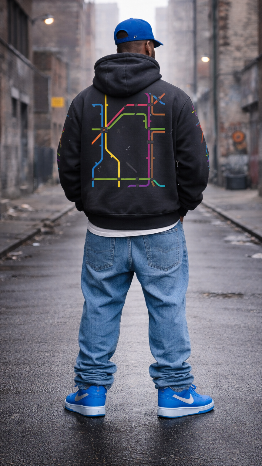 Vintage Washed Frayed Subway Hoodie
