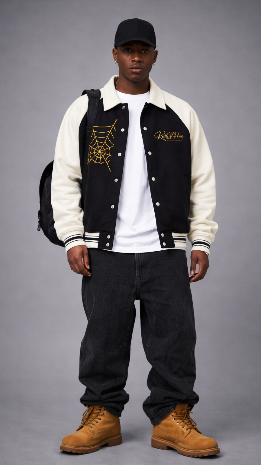 Contrast Raglan Sleeve Baseball Jacket