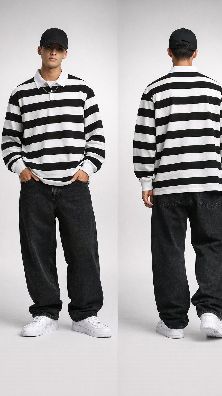 Color Block Stripe Polo Shirt