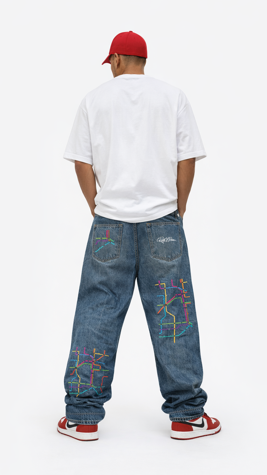 Vintage Wash Baggy Denim Jeans
