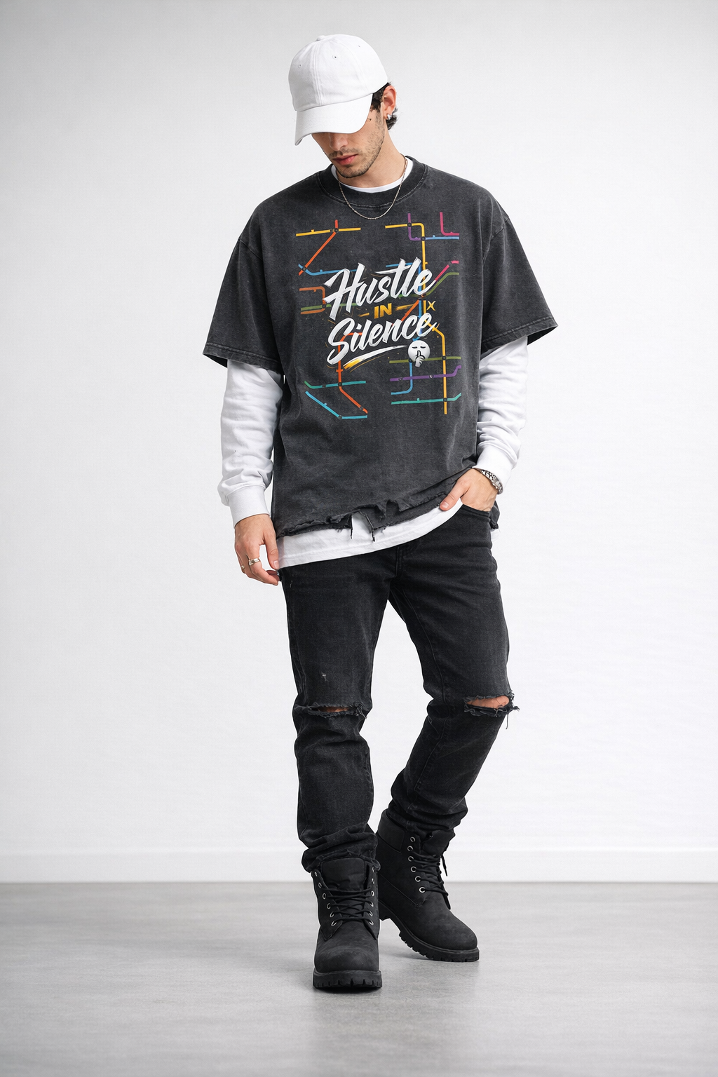 Vintage Wash Boxy Distressed Hem T-Shirt