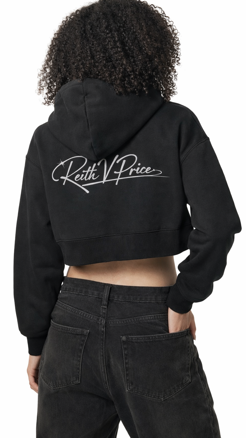 Fleeced Zip-Up Cropped Hoodie