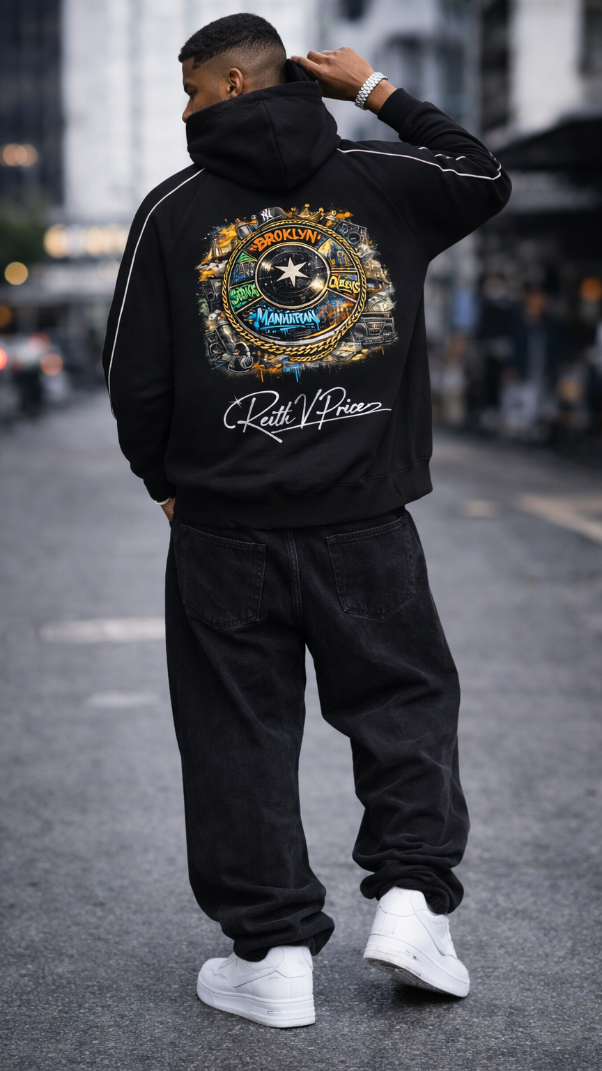 Contrast Piping Raglan Hoodie