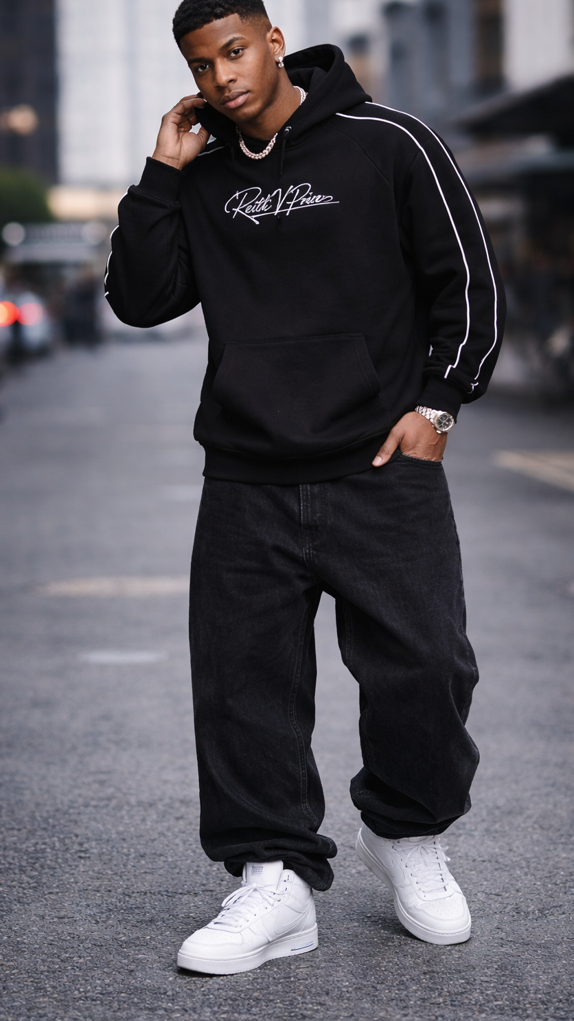 Contrast Piping Raglan Hoodie